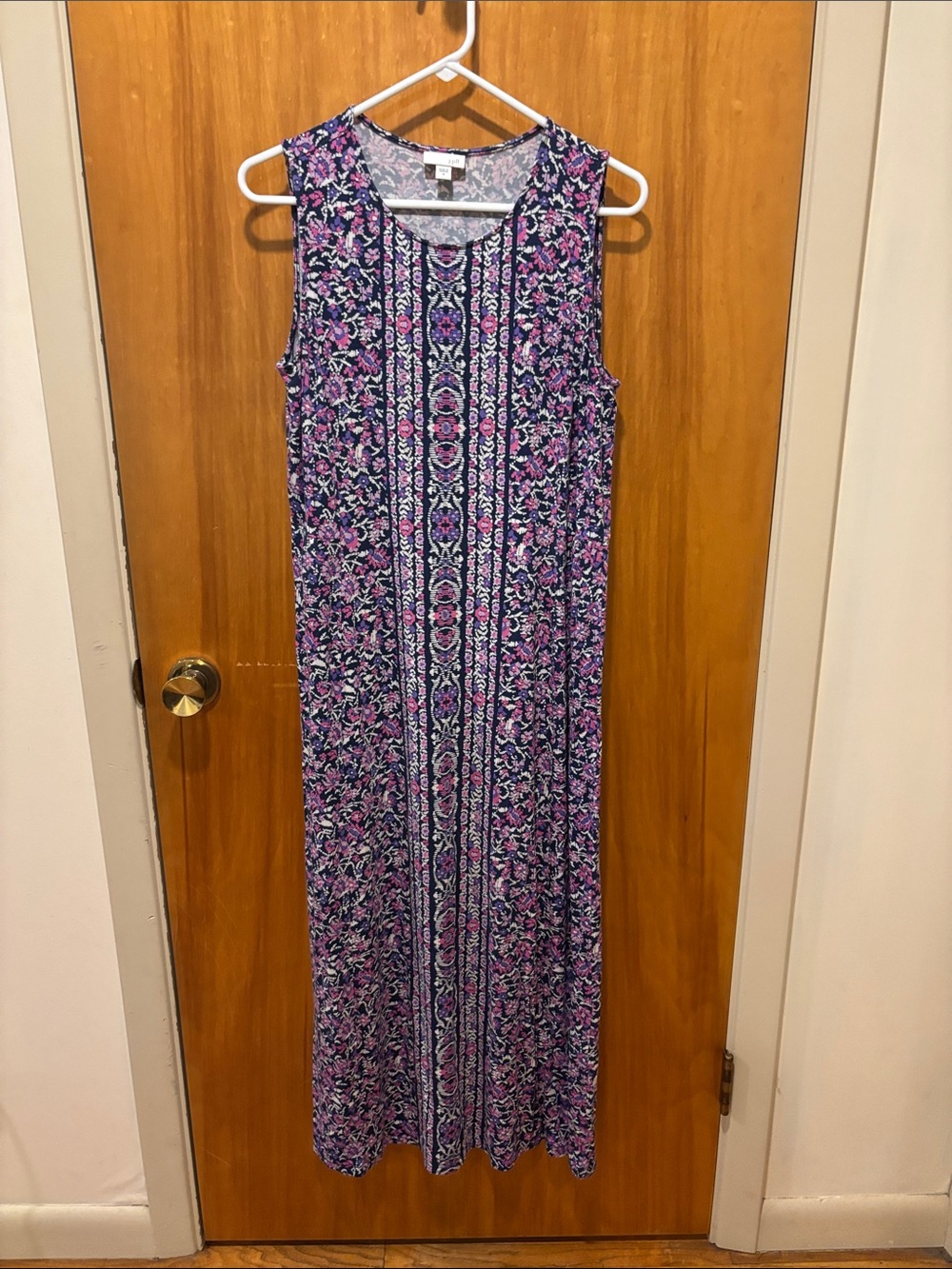J. Jill Sleeveless Floral Maxi Dress in Purple and Pink